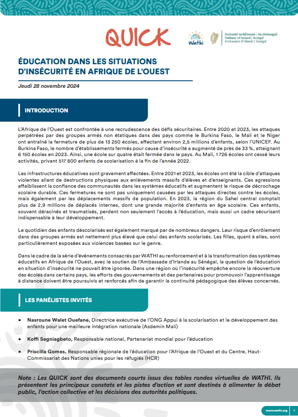 <strong>Éducation dans les situations d’insécurité en Afrique de l’Ouest</strong>