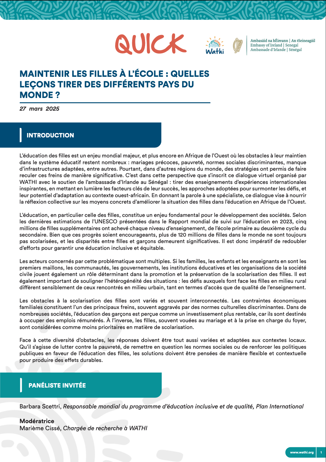 <strong>Maintenir les filles à l'école : quelles leçons tirer des différents pays du monde ?</strong>