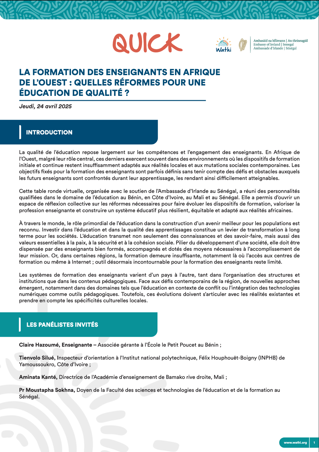 <strong>La formation des enseignants en Afrique de l'Ouest : quelles réformes pour une éducation de qualité ?</strong>